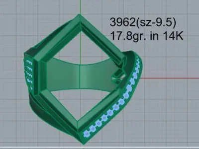Hexagon Diamond Unique Ring 3962 3D print model