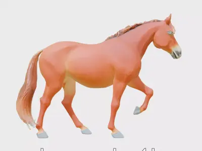 Chestnut Morgan Horse 3D Model with Rich Color Low-poly 3D model