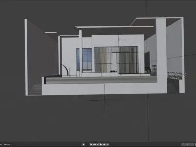 Infinite Swimming Pool 3D Model Waterfall Seating Area 3D model