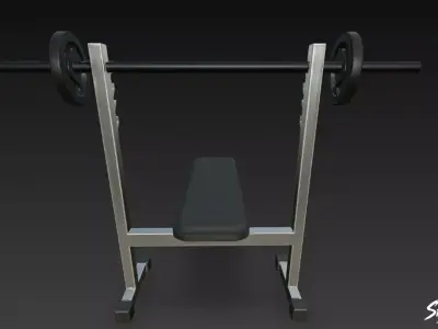 Flat Bench Press Low-poly 3D model