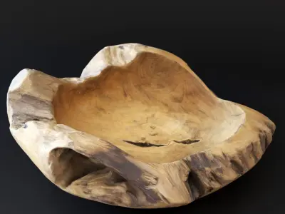 Decorative wooden bowl with pears 3D model