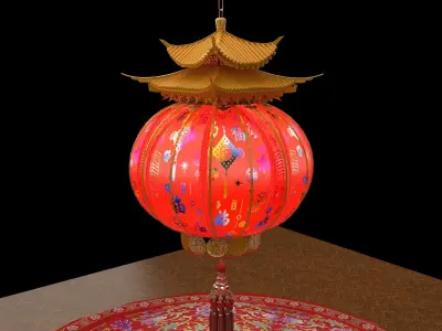 Chinese red lantern  3D model 40