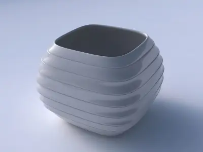 Bowl semi-quadratic with smooth horizontal dents 2 3D print model