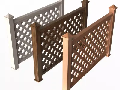 Wooden Fence 02 Low-poly 3D model