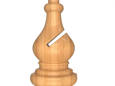 3D Wooden Chess Bishop Low-poly 3D model