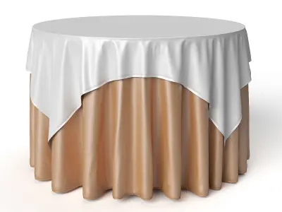 Round Tablecloth Oriental Restaurant 3D model