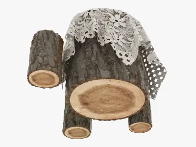 Garden wooden furniture set 02 3D model