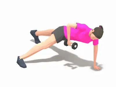 archer row  Exercise WoMan Animation Low-poly 3D model