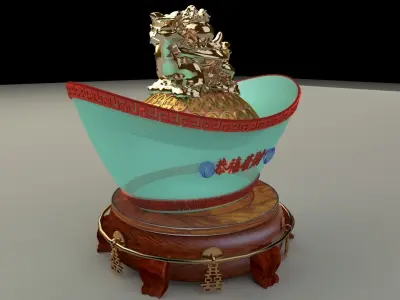 Chinese gold ingot 3D model