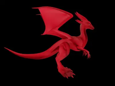 Small Fire Dragon Low-poly 3D model