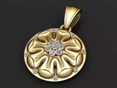 gold floral pendant 3D printable model   3D print model