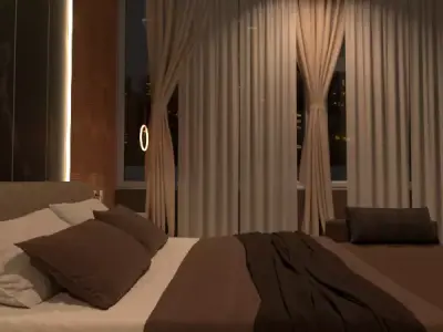 Luxury Bedroom Scene Render-Ready Interior 3D model