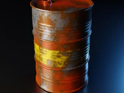 Rusted Oil Fuel Barrel Low-poly 3D model