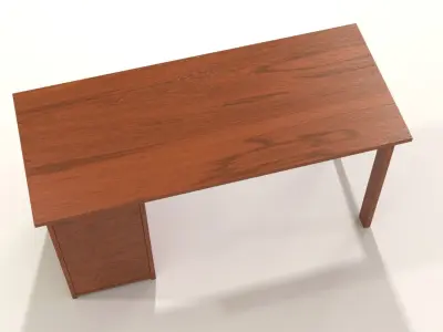 wooden - office - computer - setup desk Low-poly 3D model