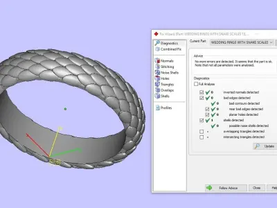 WEDDING RINGS WITH SNAKE SCALES 3D print model