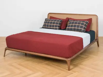 Double bed Vidor Double Bed genuine leather Genuine Cappuccino Low-poly 3D model