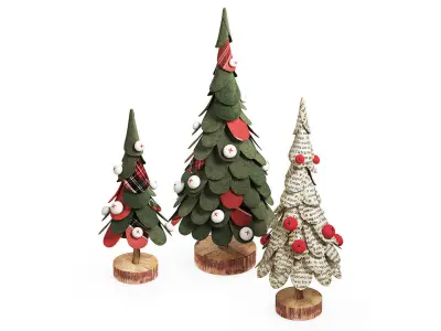 Craft Christmas Trees Set  3D model