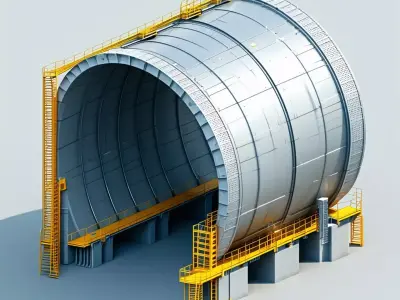 Industrial Tunnel Section 3D Model Low-poly 3D model