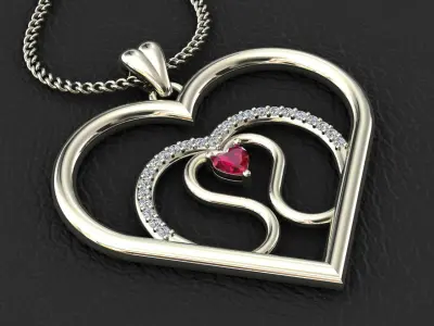 Pendant Heart Diamond 3D print model