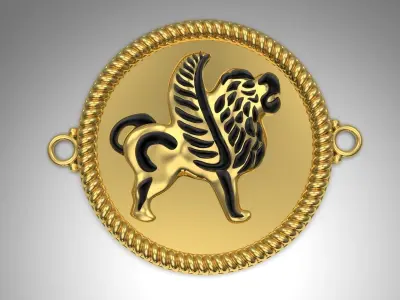 Ancient lion pendant 3D print model