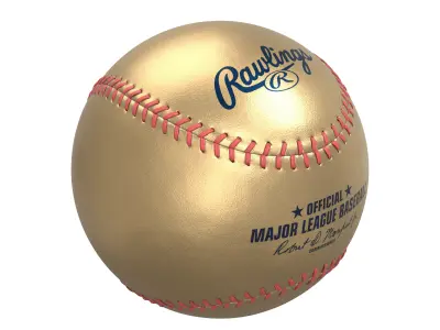 Rawlings Gold Leather Baseball 3D model