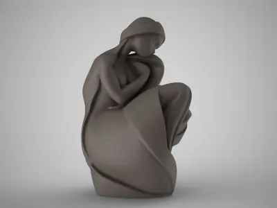 Abstract Thinking Woman 3D print model