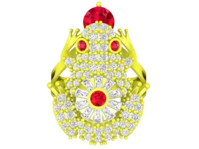 A7108 Luxury Baguette Diamond Lucky Toad Women Ring 3D print model