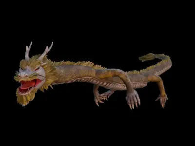 ASIA DRAGON - Rigged - Animated - Low poly - High poly Model Low-poly 3D model