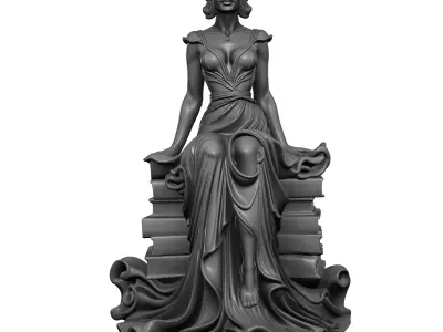 ELEGANT LADY ON BOOKS STATUE  3D PRINT MODEL 3D print model