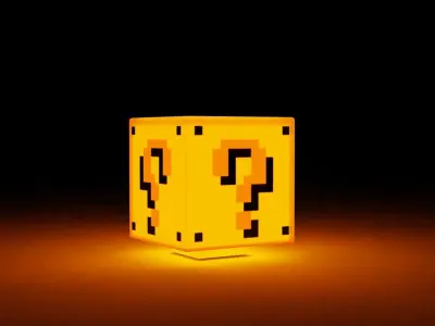 8 Bit Question Block Lamp Free 3D model