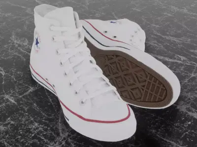 CONVERSE 3D SHOES - WHITE Low-poly 3D model