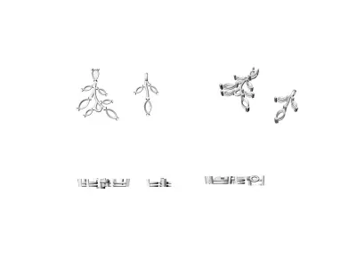 Stud Hoop Earrings vines 3D print model