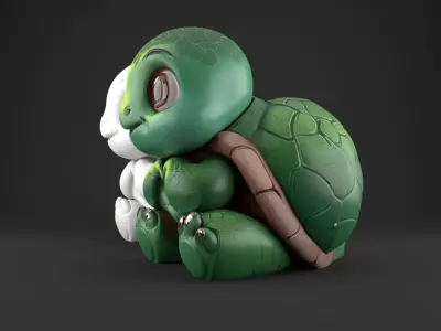 Cute Loved Turtle 3D Model Heart Hands STL for Decoration 3D print model