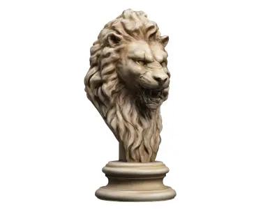 Lion Head Sculpture Animal Statue 3D model