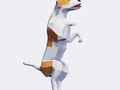 Jack Russell Terrier Dogs Low-poly 3D model