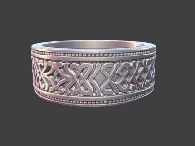 ornamental ring silver engraved band detailed mens ring 3D print model