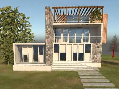 Villa modern house with stairs 3D model