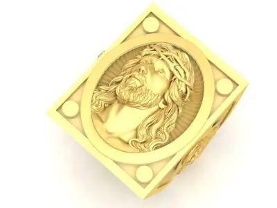 Jesus Religious Diamond Ring 3D Print Model A3580 3D print model