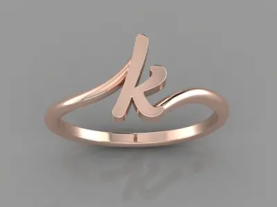 Alphabet Ring K 3D print model
