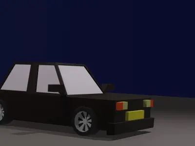 lowpoly car black car clasic car Low-poly 3D model