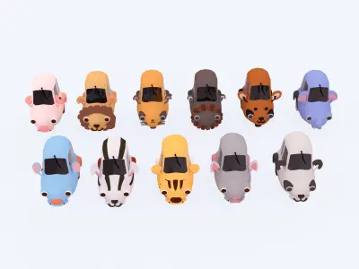 Animal Car Toys Pack 01 Low-poly 3D model