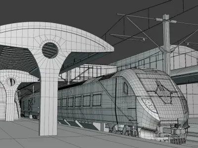 American train station II 3D model