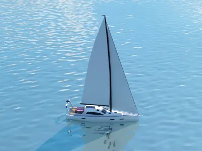 Luxury Sailing Boat Low Poly Low-poly 3D model