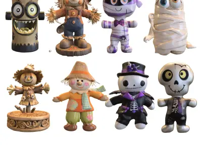 Halloween Kids Pack Low-poly 3D model