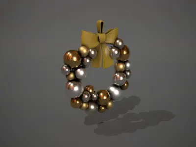 Silver and Gold Christmas Bauble Wreath Low-poly 3D model