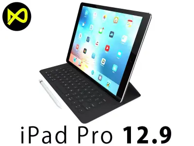Apple iPad Pro 129 Inch And Type Cover And Apple Pencil 2017 3D model