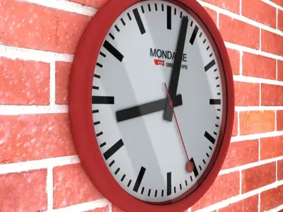 Simple Wall Clock Low-poly 3D model