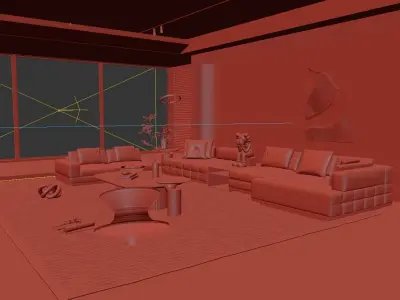 Living Room Interior Scene 3D model
