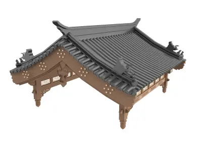 Chinese eaves Low-poly 3D model