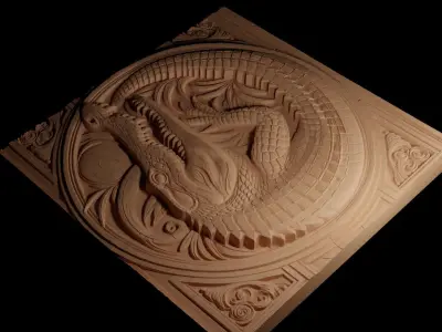 Crocodile CNC 3d Print High Relief Sand Casting 3D print model